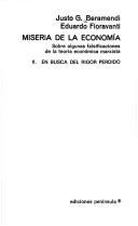 Front cover of Miseria de la economía by Justo G. Beramendi