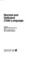 Cover of Normal and deficient child language by Donald M. Morehead