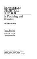 Front cover of Elementary statistical methods in psychology and education by Paul J. Blommers