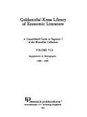 Front cover of Goldsmiths'-Kress library of economic literature by Goldsmiths' Library of Economic Literature