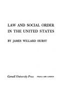 Front cover of Law and Social Order in the United States by James Willard Hurst