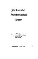 Cover of The Essential Frankfurt School reader by Andrew Arato