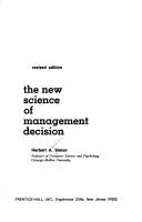 Front cover of The new science of management decision by Herbert Alexander Simon