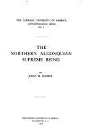 Front cover of The northern Algonquian supreme being by Cooper, John M.