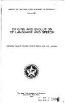 Front cover of Origins and evolution of language and speech by Stevan R. Harnad