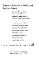 Front cover of Magnetic resonance in colloid and interface science by Charles Gordon Wade