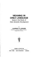 Cover of Meaning in child language by Laurence B. Leonard