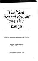 Cover of "The Need beyond reason" and other essays by Unknown