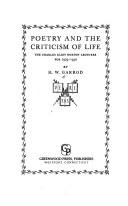 Front cover of Poetry and the criticism of life by Heathcote William Garrod