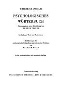 Front cover of Psychologisches Wörterbuch by Friedrich Dorsch