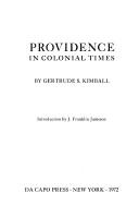 Front cover of Providence in colonial times by Gertrude Selwyn Kimball