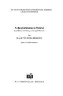 Cover of Rechtspluralismus in Malawi by Franz von Benda-Beckmann