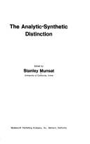 Cover of The analytic-synthetic distinction by Stanley Munsat