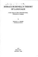 Cover of Horace Bushnell's theory of language by Donald A. Crosby