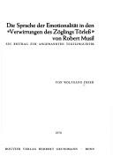 Front cover of Die Sprache der Emotionalität in den 'Verwirrungen des Zöglings Törless' von Robert Musil by Wolfgang Frier