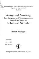 Cover of Aussage und Anweisung by Hubert Rodingen