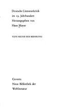 Front cover of Deutsche Literaturkritik im 19. Jahrhundert by Hans Mayer