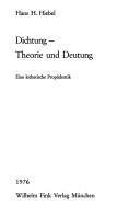 Front cover of Dichtung, Theorie und Deutung by Hans Hiebel