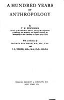 Front cover of A hundred years of anthropology by T. K. Penniman