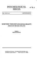 Front cover of Scientific thought and social reality by Michael Polanyi