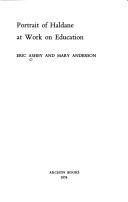 Front cover of Portrait of Haldane at work on education by Eric Ashby
