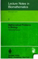 Front cover of Mathematical problems in biology, Victoria conference by Pauline van den Driessche