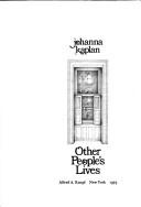 Cover of Other people's lives by Johanna Kaplan