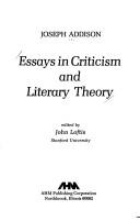 Front cover of Essays in criticism and literary theory by Joseph Addison