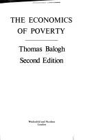 Cover of The Economics of Poverty by Balogh, Thomas Baron Balogh