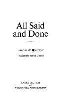Front cover of All Said and Done by Simone de Beauvoir
