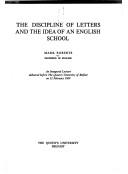 Cover of The discipline of letters and the idea of an English school by Mark Roberts undifferentiated