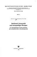 Cover of Paarformel, Synonymik und zweisprachiges Wortpaar by Regula Matzinger-Pfister