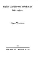 Front cover of Soziale Genese von Sprechstilen by Margret Wintermantel