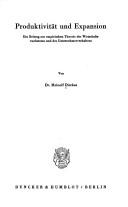 Front cover of Produktivität und Expansion by Meinhof Dierkes