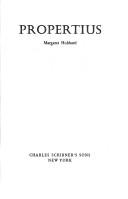 Cover of Propertius by Margaret Hubbard