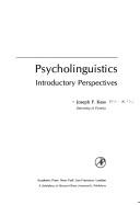 Cover of Psycholinguistics by Joseph F. Kess