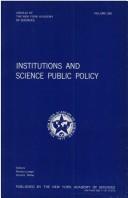 Front cover of Institutions and science public policy by Marion Langer