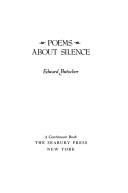 Front cover of Poems about silence by Edward Butscher