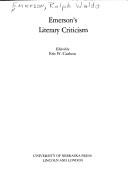 Front cover of Emerson's literary criticism by Ralph Waldo Emerson