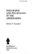Front cover of Philosophy and psychology in the Abhidharma by Herbert V. Guenther
