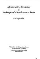 Front cover of A substantive grammar of Shakespeare's nondramatic texts by Partridge, A. C.