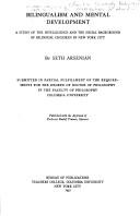 Cover of Bilingualism and mental development by Seth Arsenian