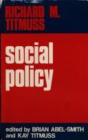 Front cover of Social policy by Richard Morris Titmuss