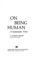 Cover of On being human by G. Marian Kinget