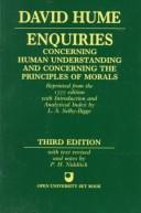 Front cover of Enquiries concerning human understanding and concerning the principles of morals by David Hume