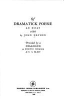Front cover of Of dramatick poesie by John Dryden