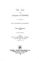Front cover of The law and lawyers of Pickwick by Lockwood, Frank Sir