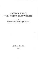 Cover of Nathan Field by Roberta Florence Brinkley