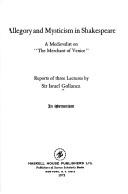 Cover of Allegory and mysticsm in Shakespeare by Sir Israel Gollancz