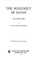 Cover of The soliloquy of Satan, and other poems by Elliott Blaine Henderson